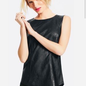 CAbi Black Faux Leather "Fleather" Shell- Size 12